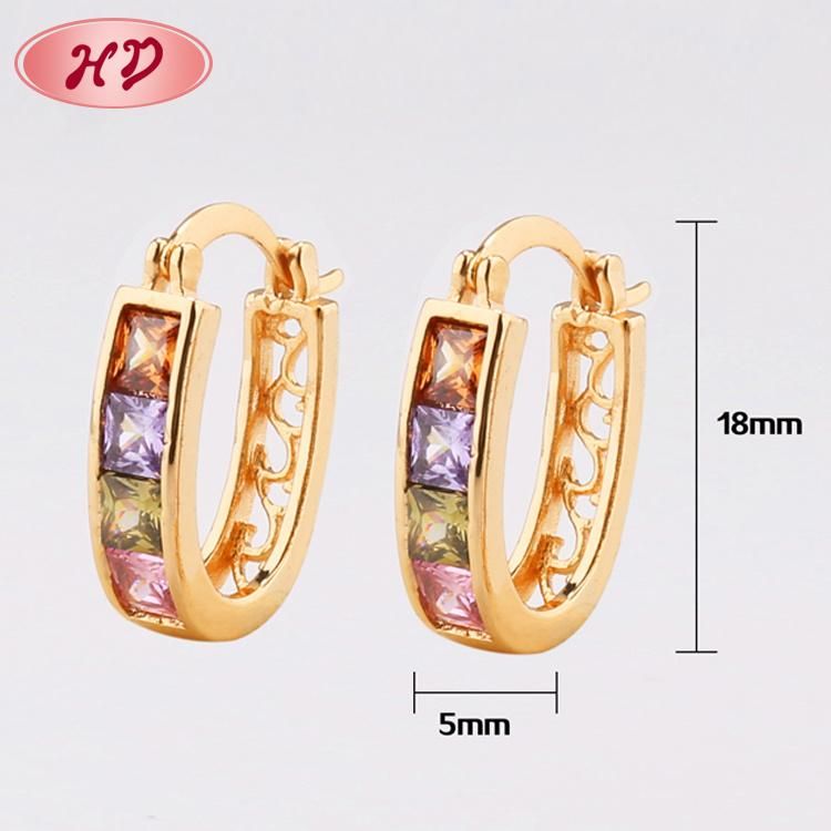 18K Gold Plated Hoop Huggie CZ Earrings for Women