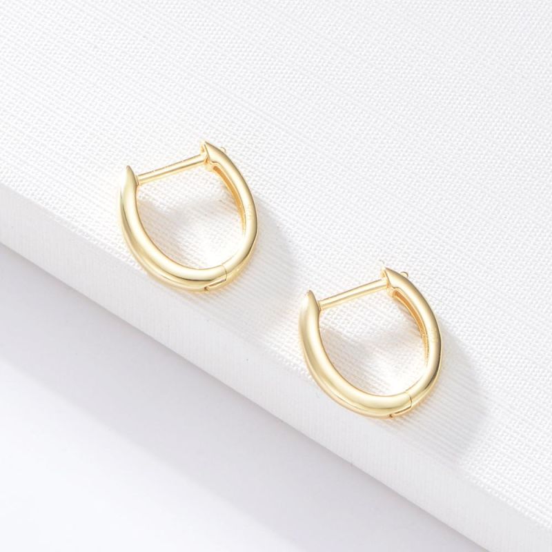 Minimalist Design Geometric 14K Gold Plated S925 Silver Clip on Earrings for Women