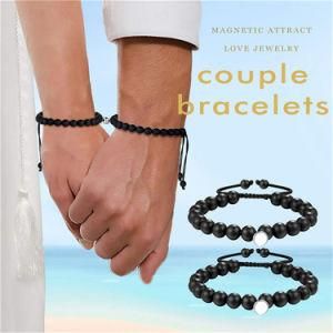 2PCS/Pair Couple Magnetic Attraction Matte Agate Natural Stone Bracelet