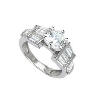 Jewelry 925 Sterling Silver White Topaz Wedding Engagement Ring
