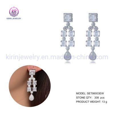 925 Sterling Silver Baguette Earrings Moissanite Earrings Wholesale Sterling Silver Moissanite Earrings