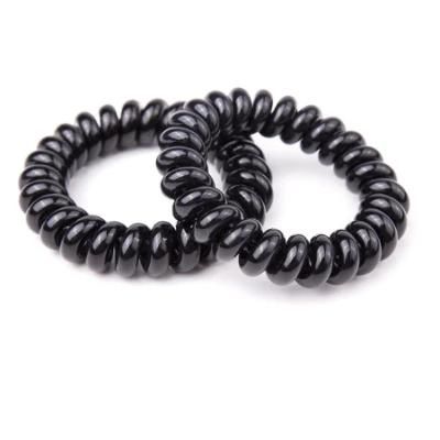 Elastic Spiral Telephone Wire Black Waterproof Plastic Hairbands (JE1603)