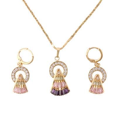 Fashion Women 18K Gold Plated Costume Imitation Ring Bracelet Charm Jewelry with Earring, Pendant, Necklace Sets Jewelry