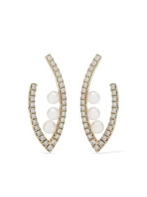 Fashion Temperament Zircon Inlaid Pearl Earrings Jewelry
