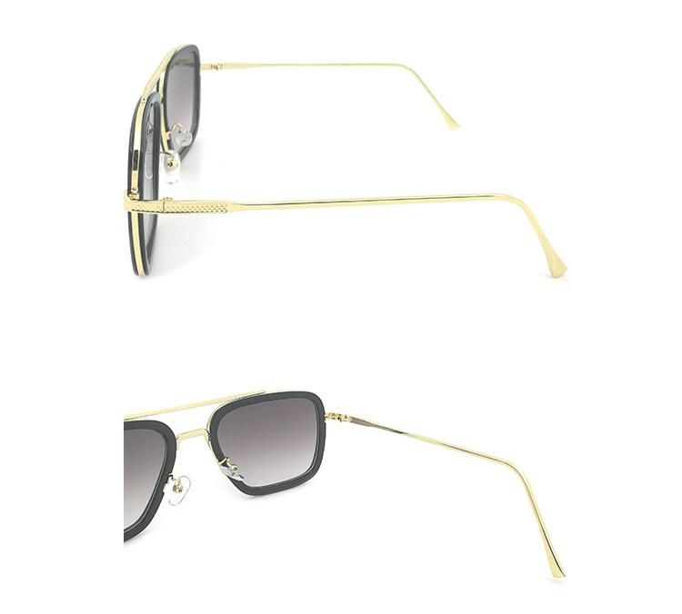 Sunglasses Square Metal Frame Gradient Lens Sunglasses Men