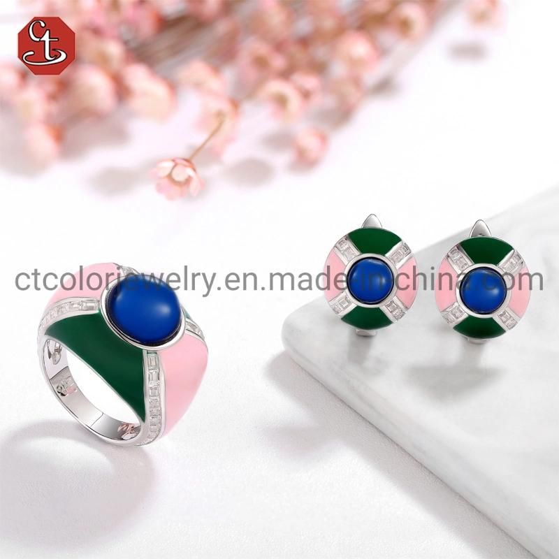 925 Sterling Silver Factory Wholesale Earring Enamel Color Earring for Women