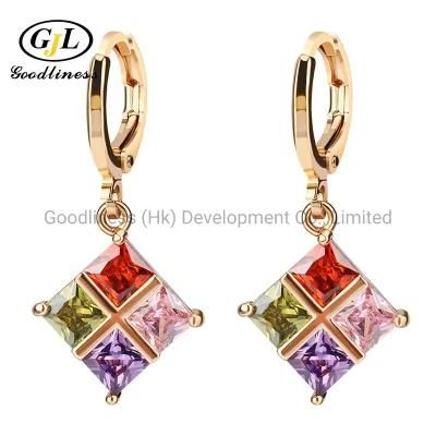 Fashionable Charming Double Crystal Square Earringsvintage Handmade Earings Jewelry