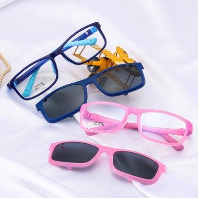 2022 Wholesale Boy Girls Ultem UV400 Tac Polarized Lens Pink Round Magnifying Clip on Sunglasses Kids Children