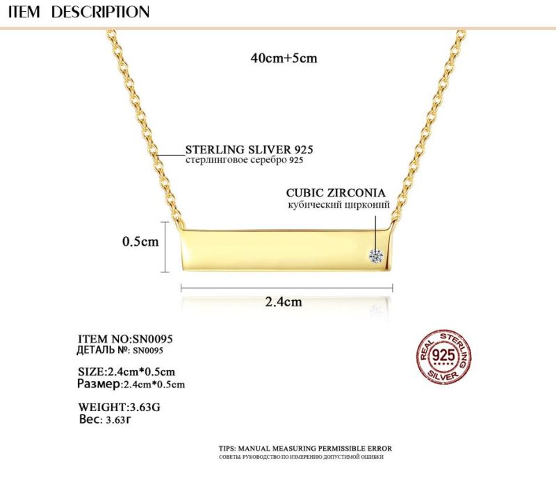Simple Gold Strip Chain with Cubic Zircon Necklace