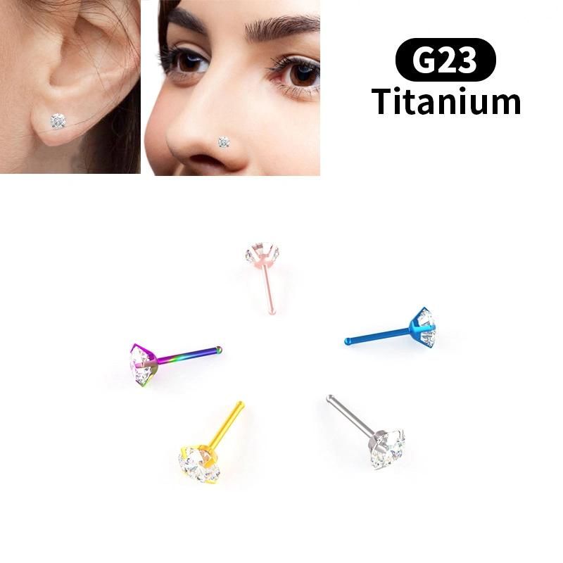 20g Titanium Nose Rings Studs Piercing Body Jewelry