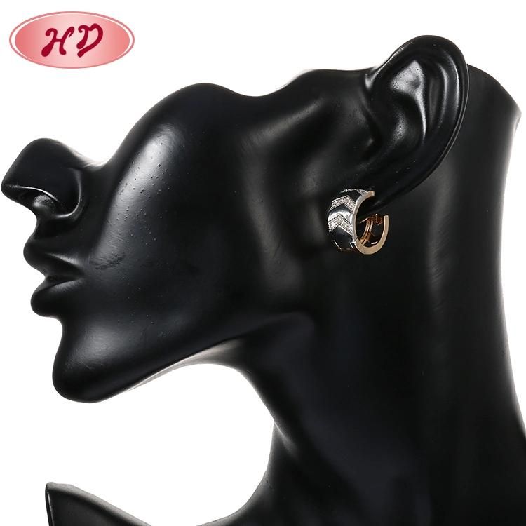 18K 14K Gold Plated Fashion Costume Imitation Jewelry with CZ Pearl Huggie Hoop Earring for Women