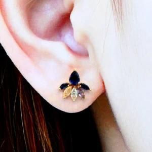 Fashion Jewelry 925 Silver or Brass Platting Gold Fusion Stone Ear Studs Charming Simple Earring&#160;