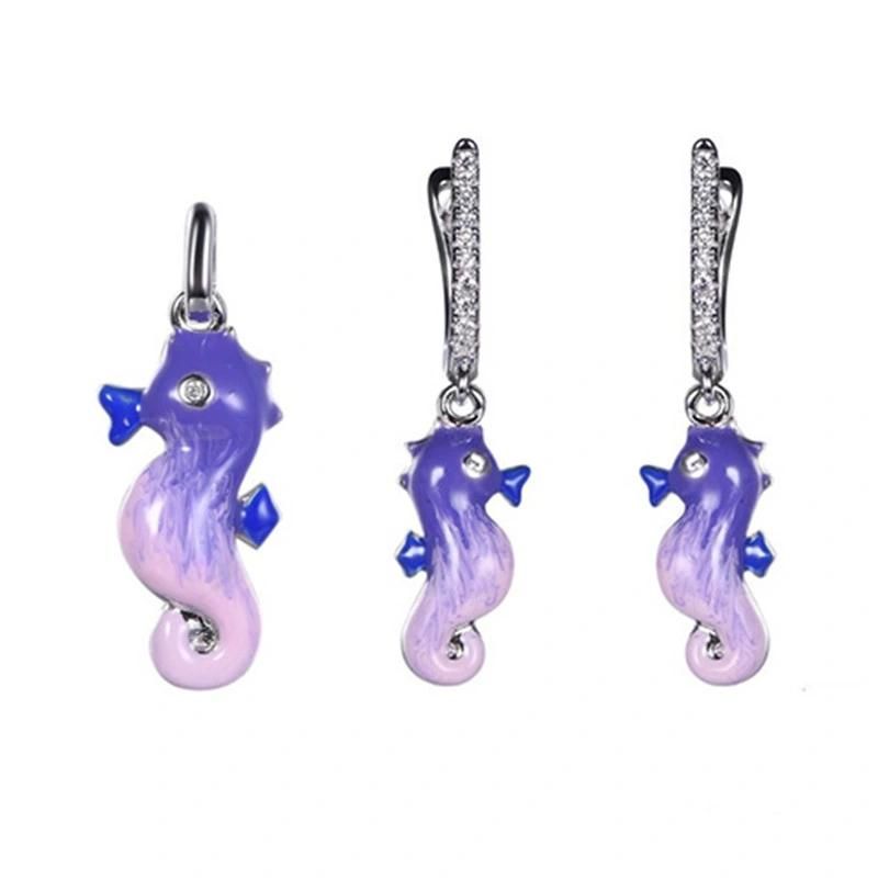 925 Sterling Silver Green Enamel Clock Long Fashion Earring
