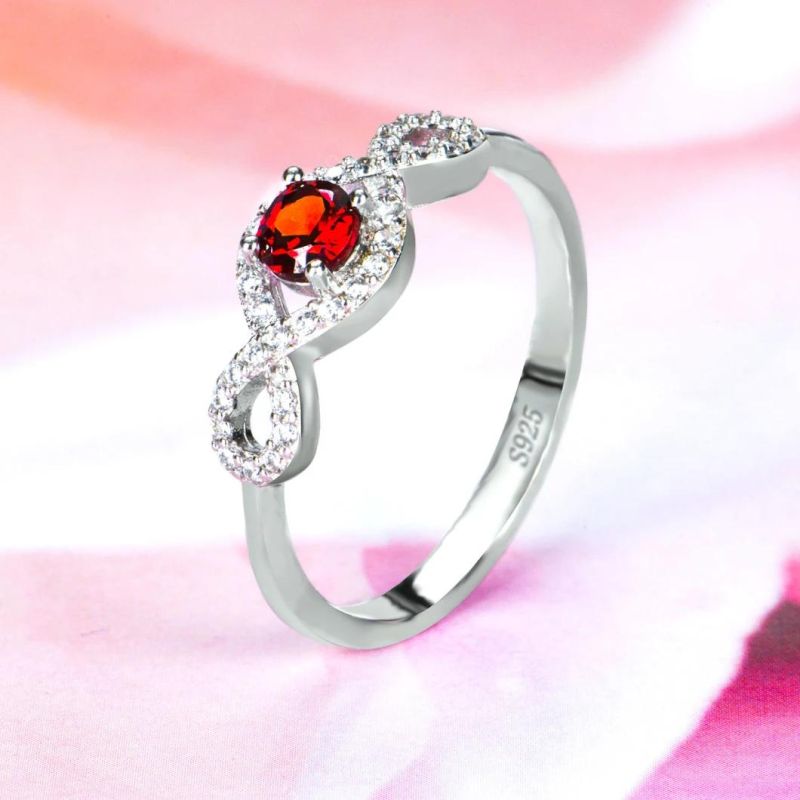 925 Sterling Silver Retro Garnet Earrings Female Fine Jewelry Infinity Earrings