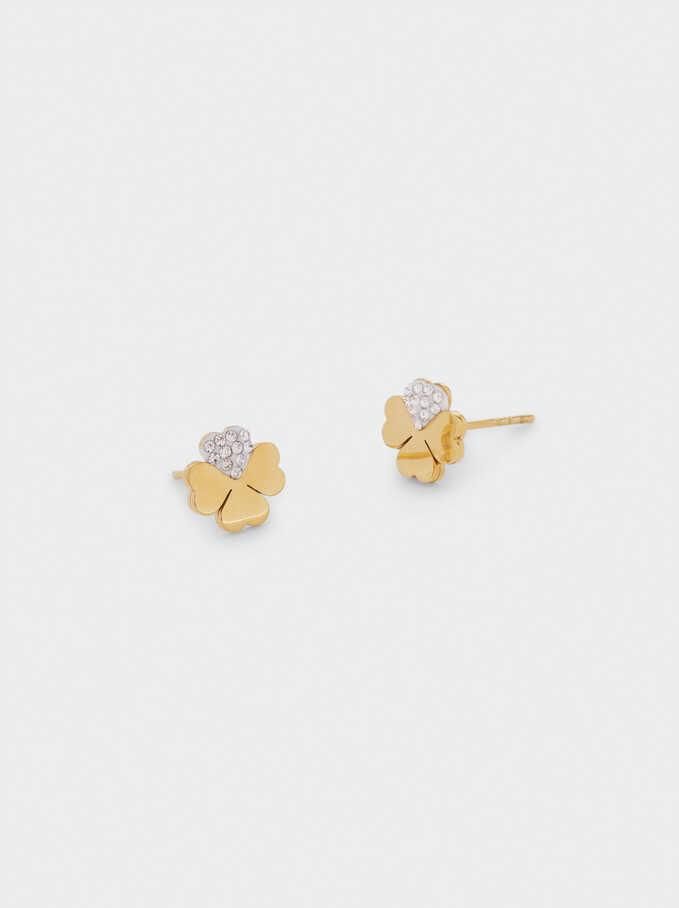 Fashion Jewelry Stainless Steel Four Leaf Clover Stud Earrings with Shamrock