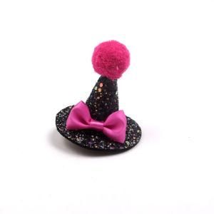 BSCI Hair Accessories Factory Handmade Witch Hat Design Hair Clip for Party