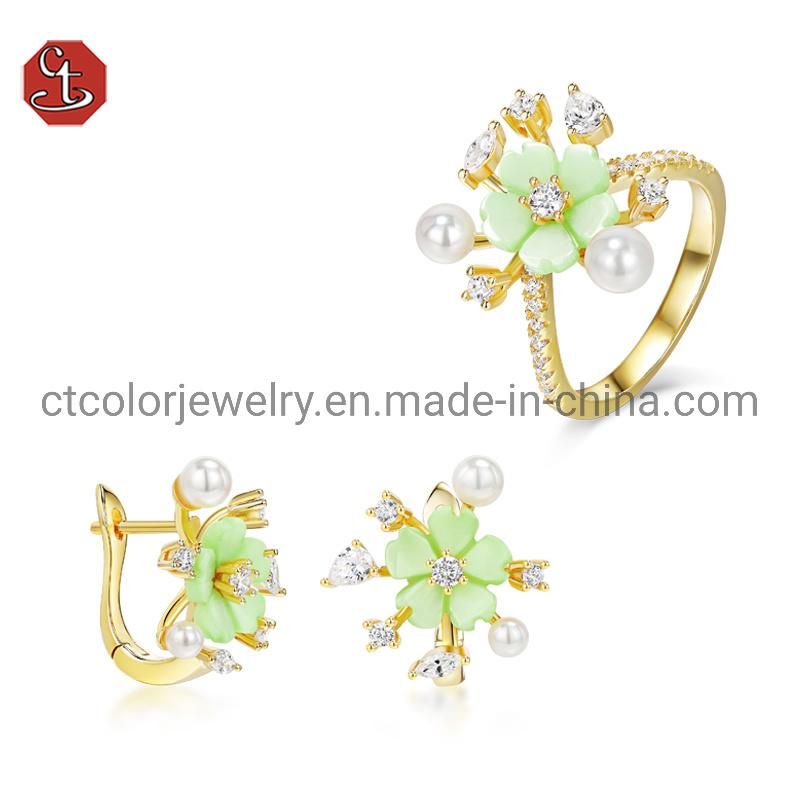 2021 Factory customized fashion jewelry elegant MOP flower silver Ring