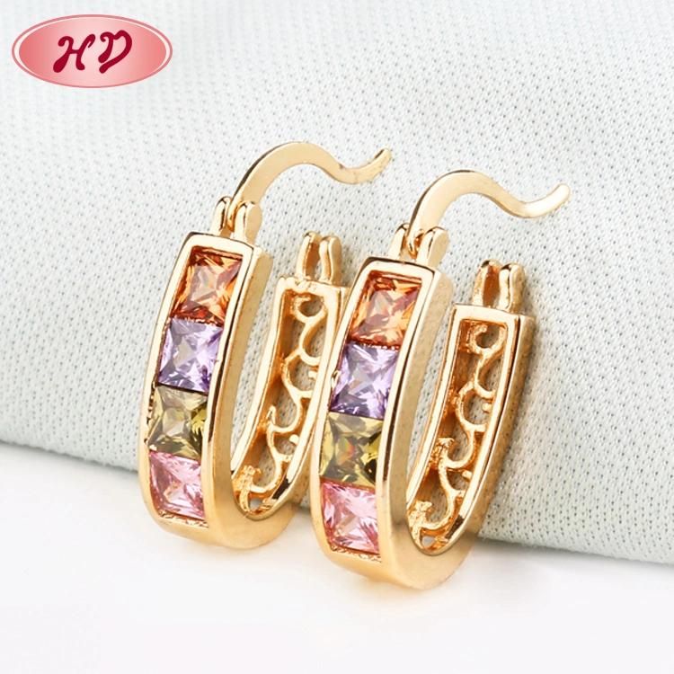 Saudi 2020 Small Rose Gold Huggie Earrings with Zircon Designs Jewelry Models for Woman