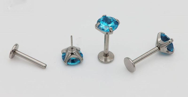 Fashion Jewelry Top Quality ASTM F136 Titanium G23 Titanium Piercing Jewelry Push in Without Thread Lip Studs Tpn022