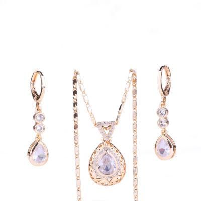 Copper Alloy 18K Gold Plated Women Party Jewelry Sets with Crystal CZ Pearl