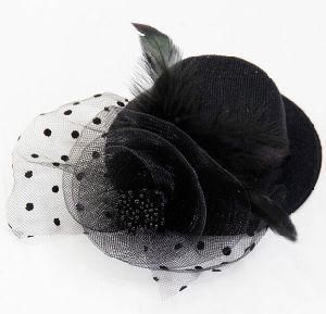 Black Hat Flower Decoration Feather Hair Accessories Hair Clips