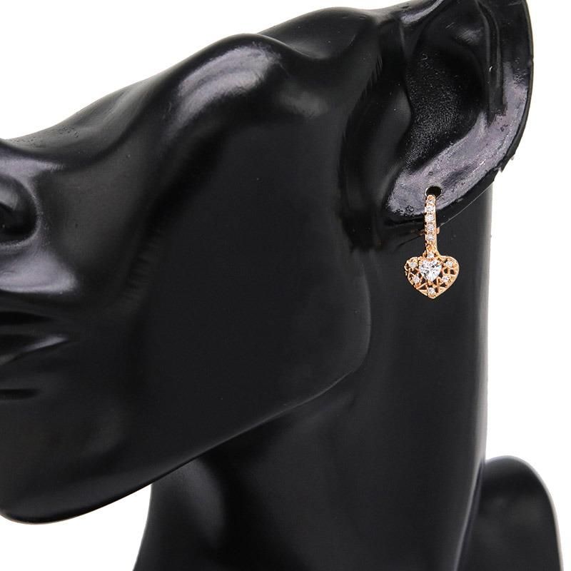 Copper Hypoallergenic 18K Gold Cubic Zirconia Heart Huggies Earring