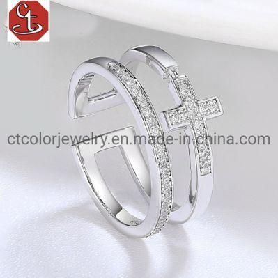Fashion Man Women Jewelry 925 Sterling Silver Cross Ring