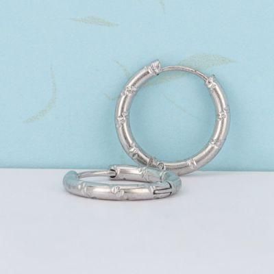 Fashion Trendy Stainless Steel Silver Round Circle Hoop Earrings Handmade Simple Style Hoop Earrings for Women