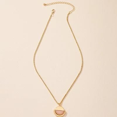 Fashion Box Chain Jewelry Rose Half Semiprecious Rotary Moon Sun Pendant Necklace for Women