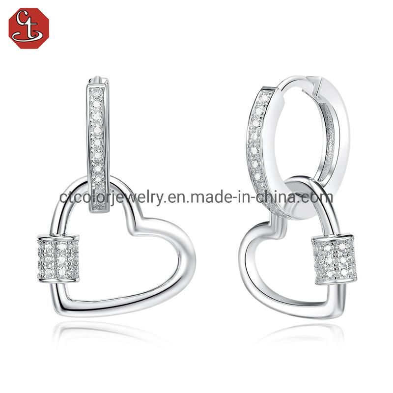 2022 Fashion Jewelry 925 Sterling Silver Heart White Rhodium earrings for Women