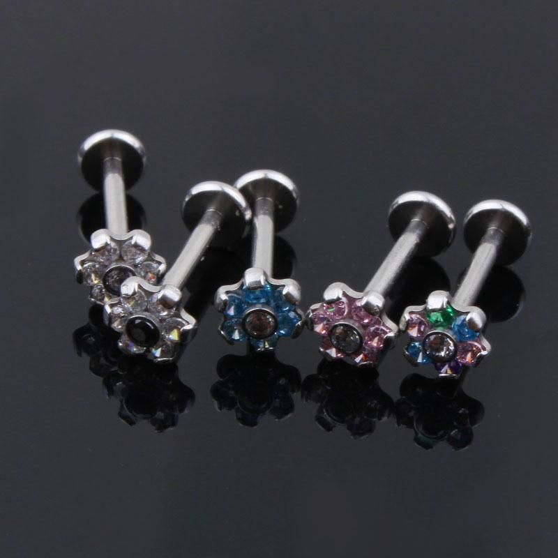 316L Surgical Steel Flower Internally Threaded Labret Body Piercing