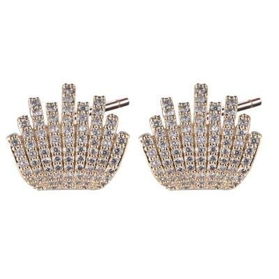 925 Silver Uneven Lines Earring with Gold Plating