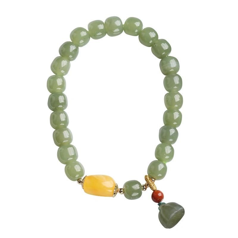 Fashion Jewellery Lotus Bracelet Beeswax Barrel Beads Bangle