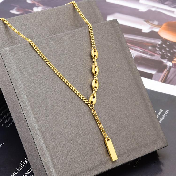 Manufacturer Customized Fashion Gold Plated Matte Jewelry Women′s Stainless Steel Jewelry Fashion Necklace