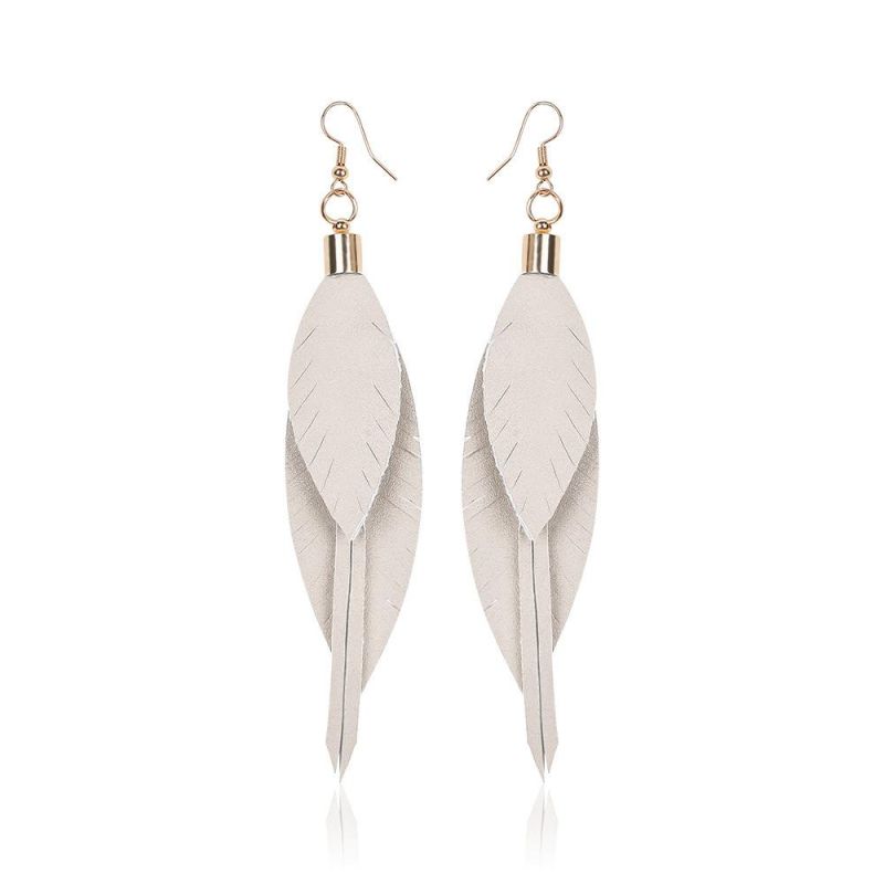 New Fashion Jewelry PU Leather Leaves Drop Earings for Women