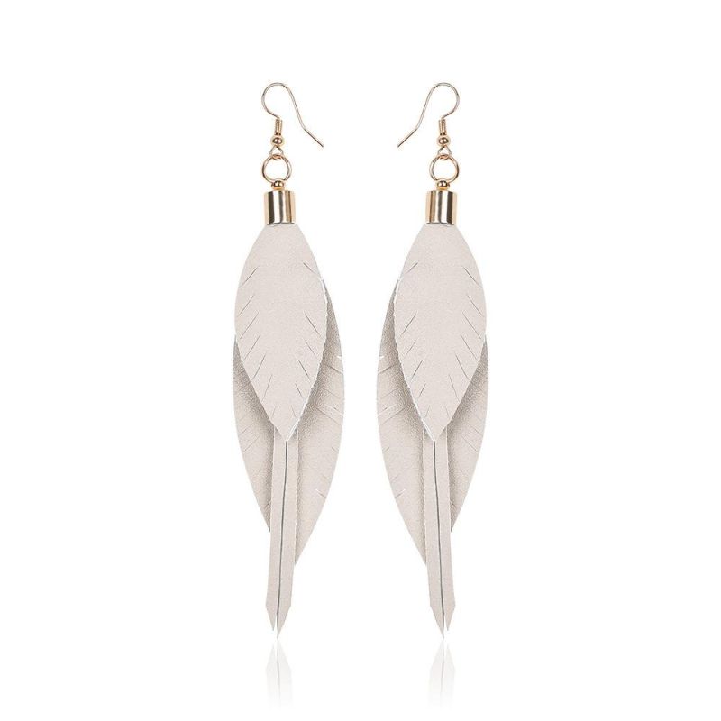 New Fashion Jewelry PU Leather Leaves Drop Earings for Women