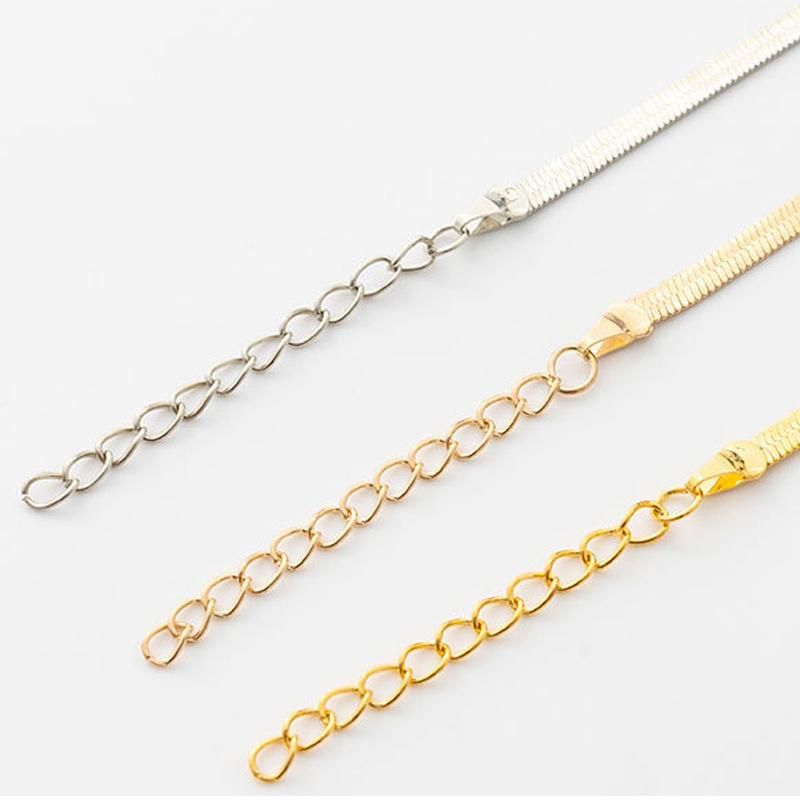Plated Adjustable Herringbone Flat Snake Chain Necklace Fashion Jewelry