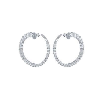 925 Silver or Brass CZ Simple Round Wedding Earring for Ladies