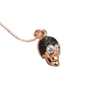 Street Rock Skull Black Stone Pendant Necklace Box Chain Gold Silver Aaaaa Cubic Zirconia Hip Hop Jewelry
