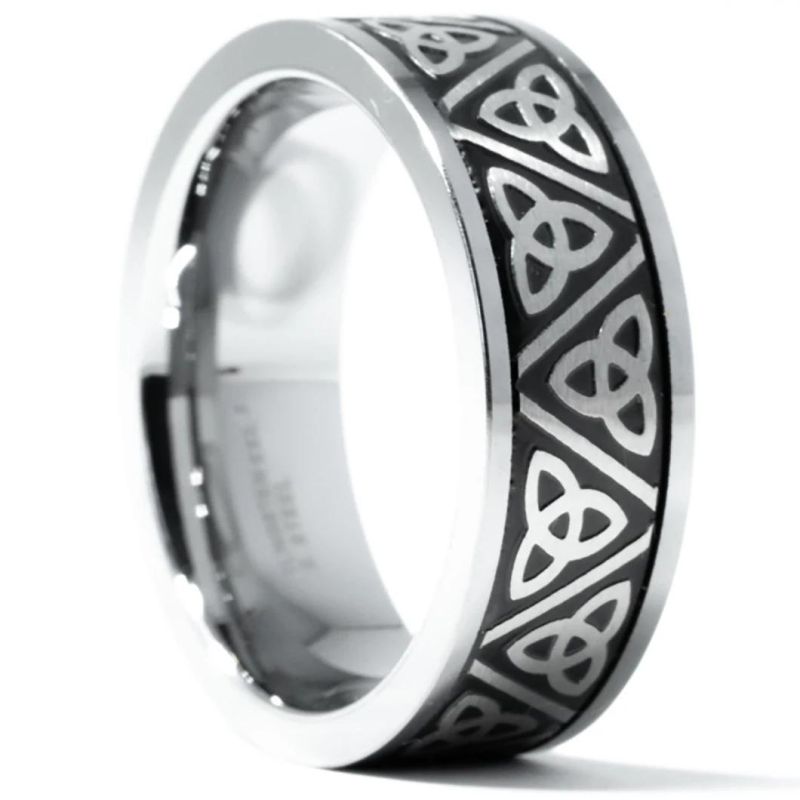 8mm Men′s Tungsten Carbide Ring with Celtic Knot Design