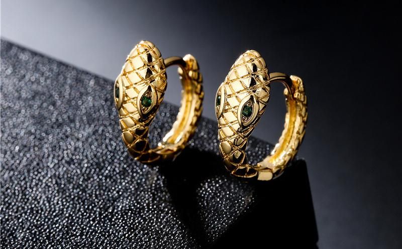 Boho Style Copper Plated Real Gold Snake Earrings