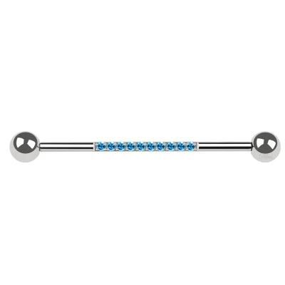 Eternal Metal ASTM F136 Titanium Internal Threaded CNC Setting Aqua CZ Industrial Barbell Piercing Jewelry