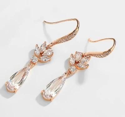 Bridal Earring Jewelry, Wedding Earring Jewelry, Bridesmaid Earring. Rose Gold Earring, CZ Earring