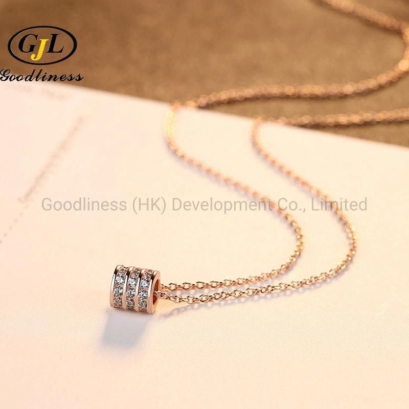 Zircon Three Row Diamond Necklace Pendant Square Drill Clavicle Necklace