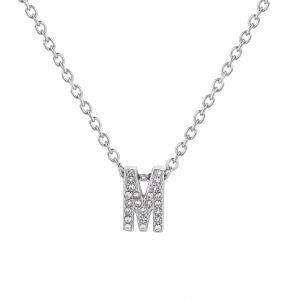 Gold-Plated Stainless Steel Diamond English Letter M Necklace