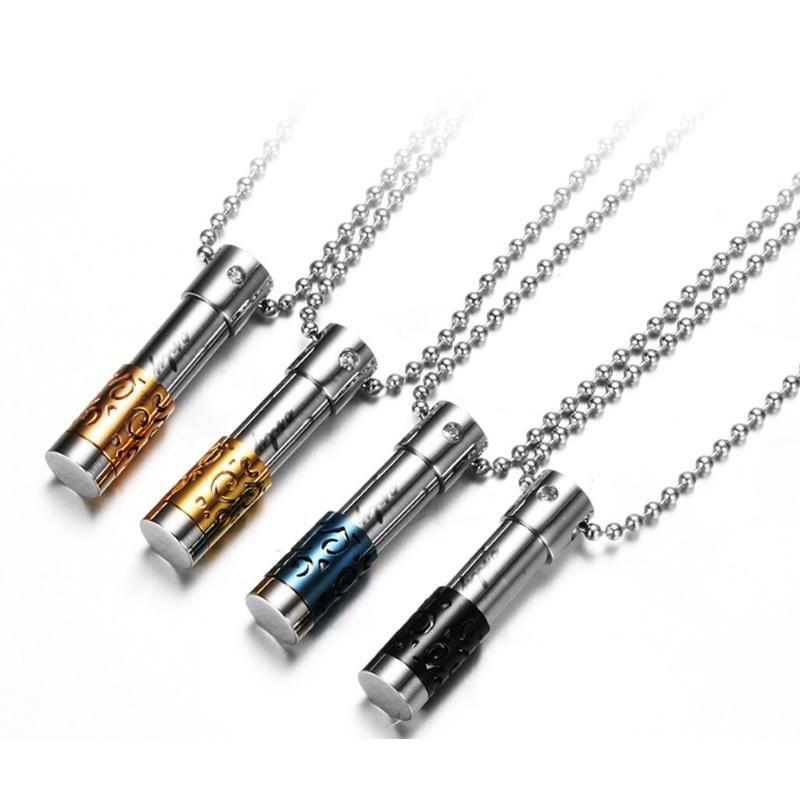 Stainless Steel Perfume Bottle Pendant Jewelry Necklace