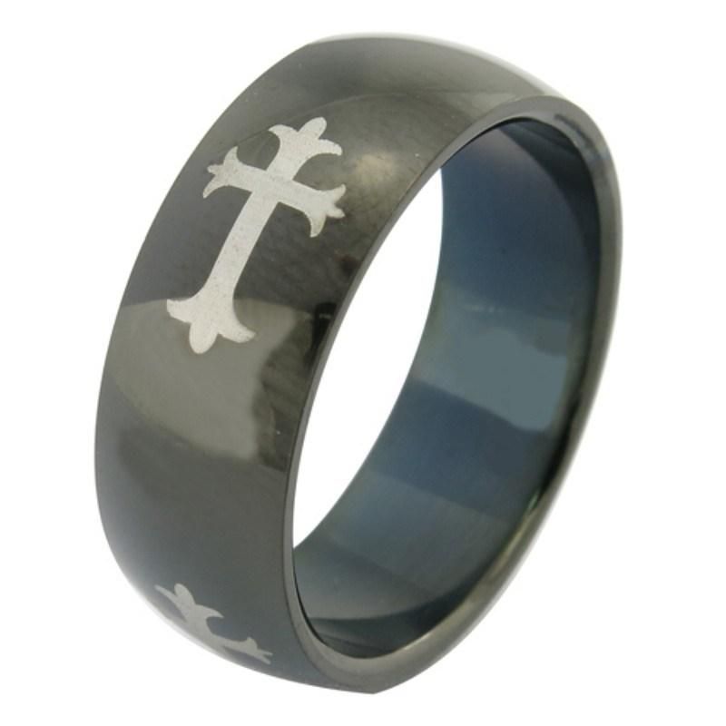 Gold Filled Finger Ring Black PVD Plated Stainless Steel Jewelry