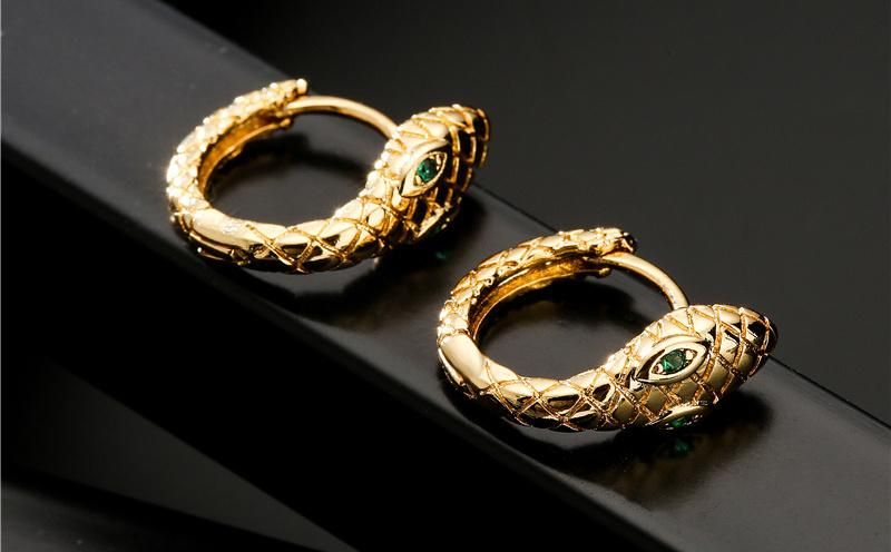 Boho Style Copper Plated Real Gold Snake Earrings
