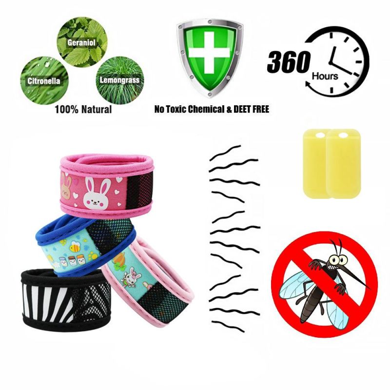 100% All Natural Plant-Based Oil Mosquito Bands Waterproof Non-Toxic Pest Control Mosquito Repellent Bracelet, Fabric Anti-Mosquito Bracelet