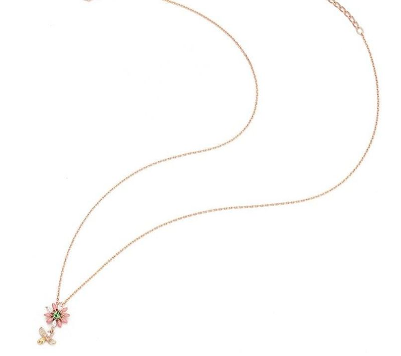 Fashion Jewelry New Design Rose Gold Color Flower Shape Pendant Necklace for Women